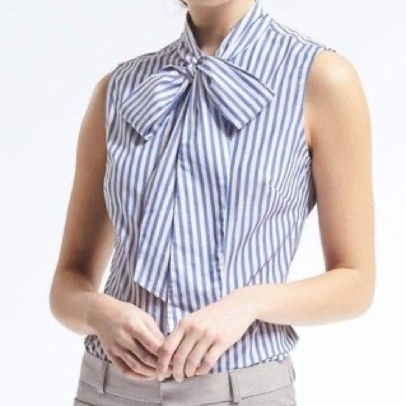 Banana Republic Tops - Banana Republic blue & white striped Riley shirt